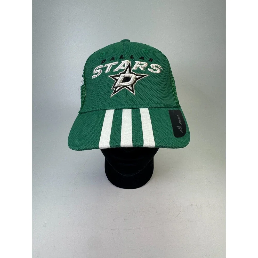 Adidas Dallas Stars NHL Structured Flex Hat Green S/M FitMax 70 Sample Cap NWT